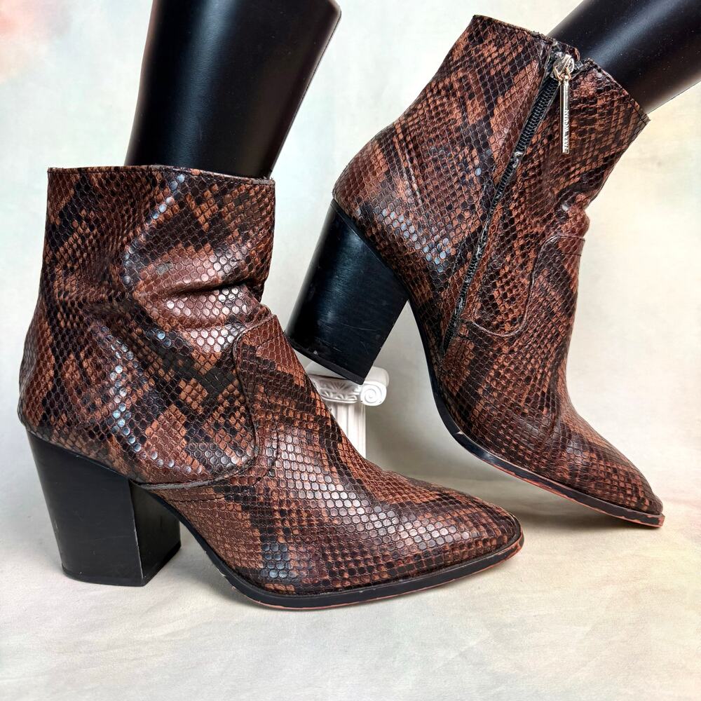 Zara Faux Leather Python Snake Print Heeled Side … - image 2